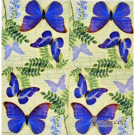 Serwetka decoupage firmy AMBIENTE motyle fioletowe 25x25cm